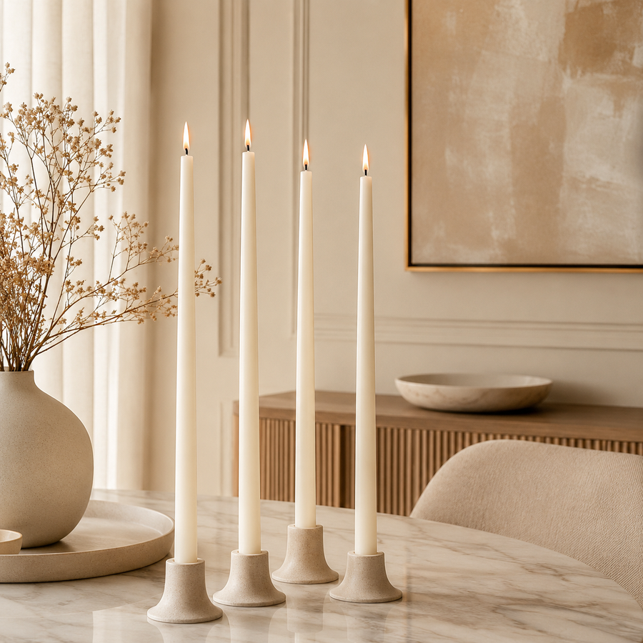 Classic Slim Candlesticks styled in luxury home decor